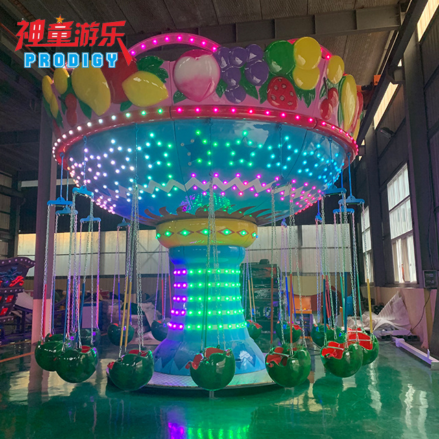 Amusement park swing rides 16 seats dinosaur and watermelon fruit flying chair for sale