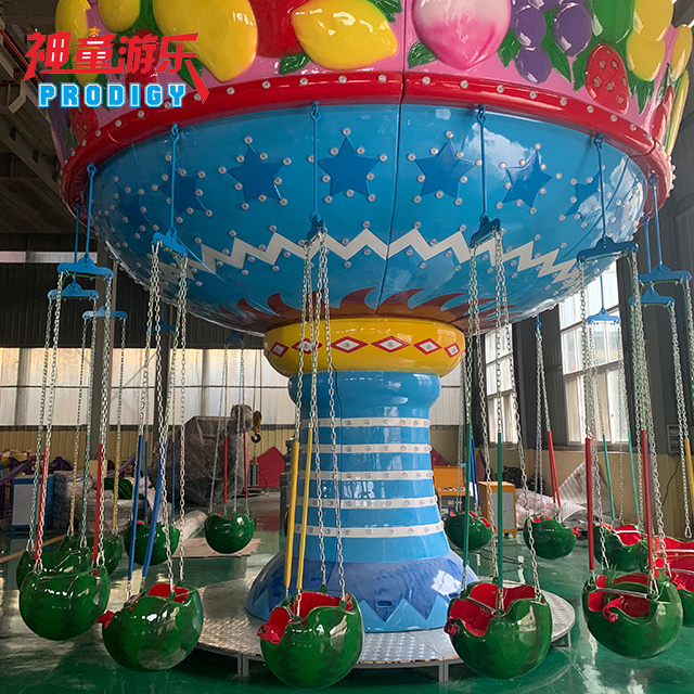 Amusement park swing rides 16 seats dinosaur and watermelon fruit flying chair for sale