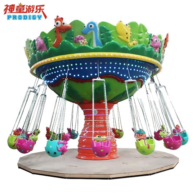 Amusement park swing rides 16 seats dinosaur and watermelon fruit flying chair for sale