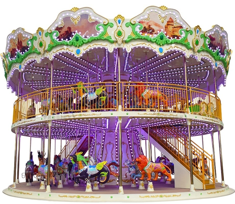 Carnival Rides Fiberglass Double Deck children's Carousel Horse for Sale