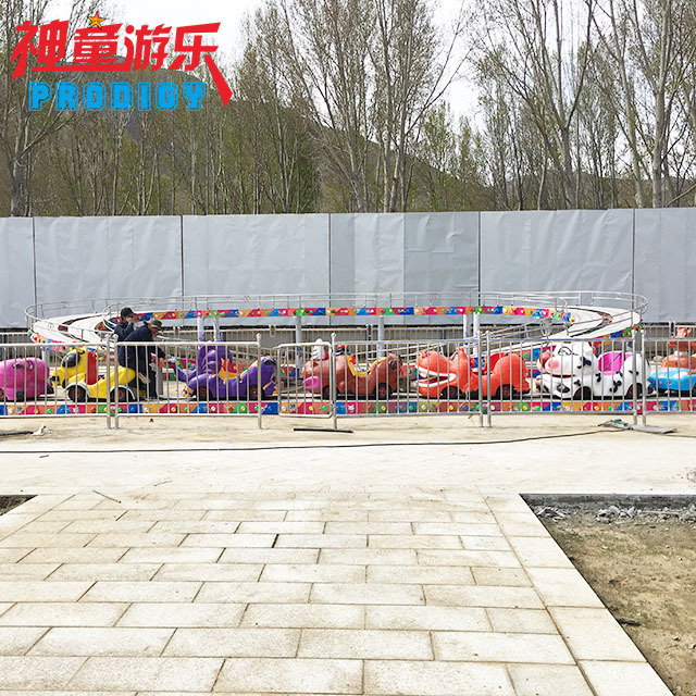 Electric amusement kiddie car games outdoor funfair track train rides mini shuttle for sale