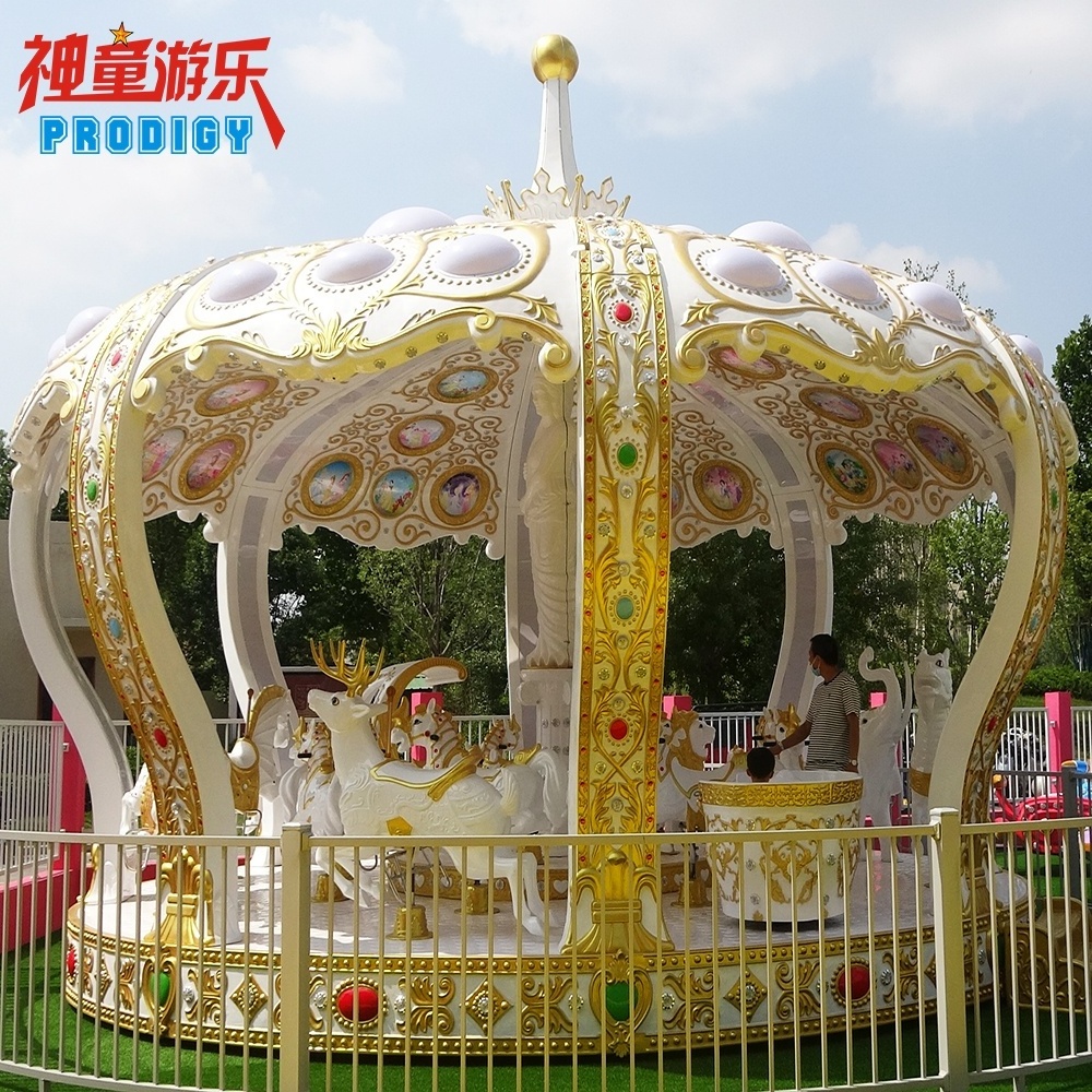 Amusement park equipment 24 seats fiberglass electric merry go round kids carousel horses