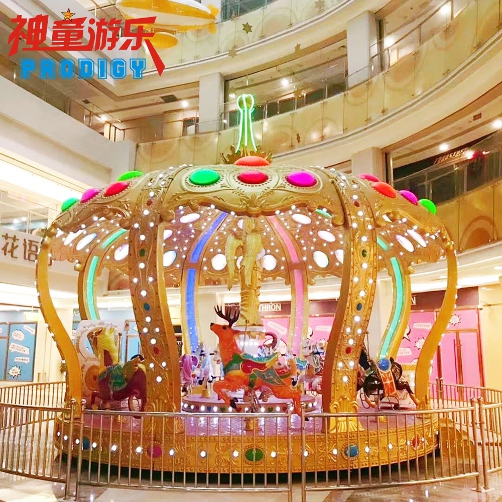 Outdoor playground amusement kiddie ride carousel merry go round horse for sale