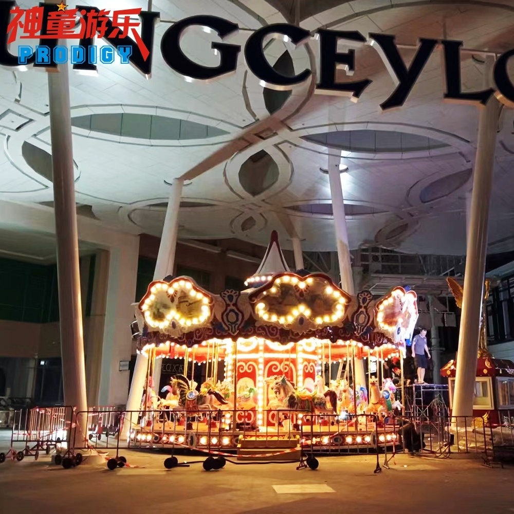 Amusement park carousel manufacturer christmas merry go round fairground carousel horse ride