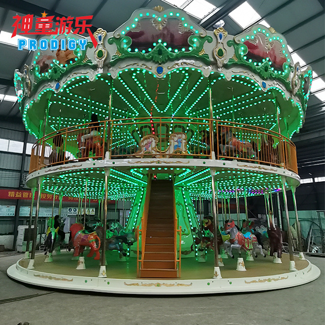 Carnival Rides Fiberglass Double Deck children's Carousel Horse for Sale