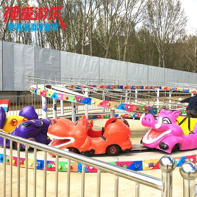 Electric amusement kiddie car games outdoor funfair track train rides mini shuttle for sale