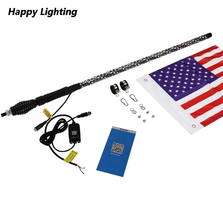 3FT 4FT 5FT 6FT Big Black Spring Base Quick Release Base Led Whip Light Led Antenna RZR ATV/UTV Parts Off Road Car Accessories