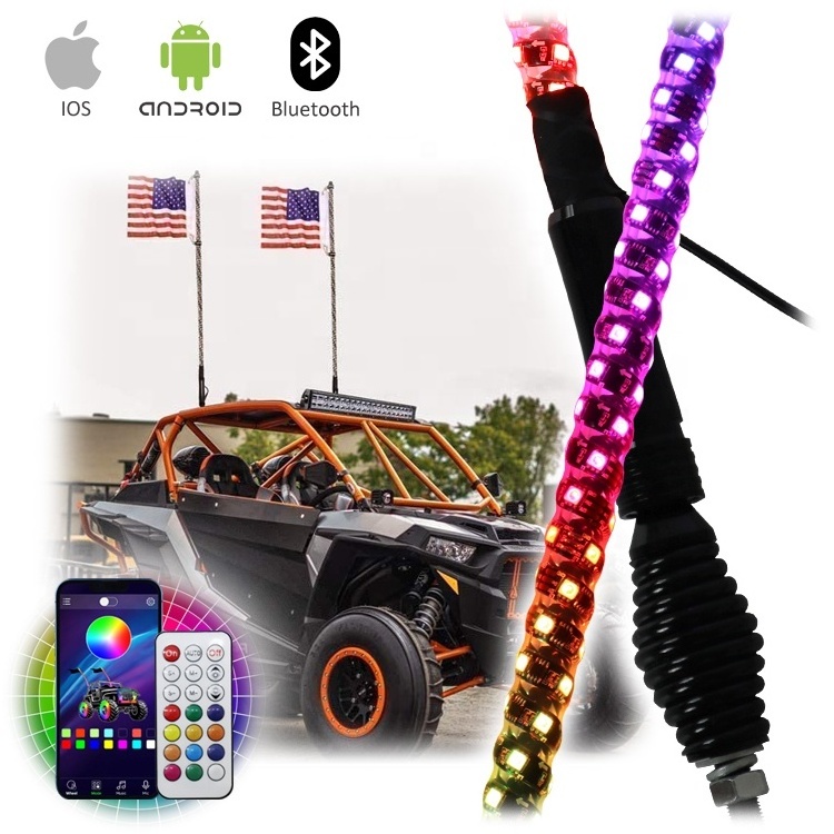 3FT 4FT 5FT 6FT Big Black Spring Base Quick Release Base Led Whip Light Led Antenna RZR ATV/UTV Parts Off Road Car Accessories