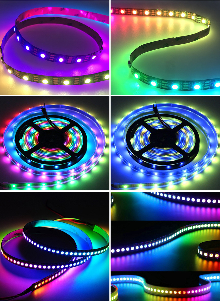 ws2812b ws2813 sk6812 5v rgb digital smart led strip light magic rgbw addressable dmx pixel 144 led light strip ws2811 12V bar