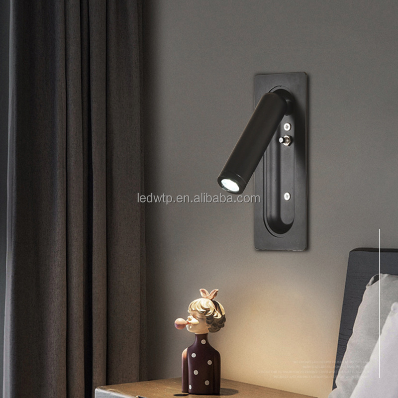 Brass Indoor LED Wall Reading Light Sconce With Switch Wall Lamp Decorate Bedroom Hotel Guest Room Headboard book reading Lamp