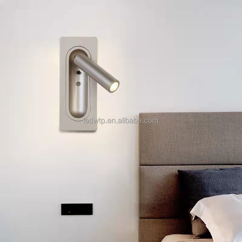 Brass Indoor LED Wall Reading Light Sconce With Switch Wall Lamp Decorate Bedroom Hotel Guest Room Headboard book reading Lamp