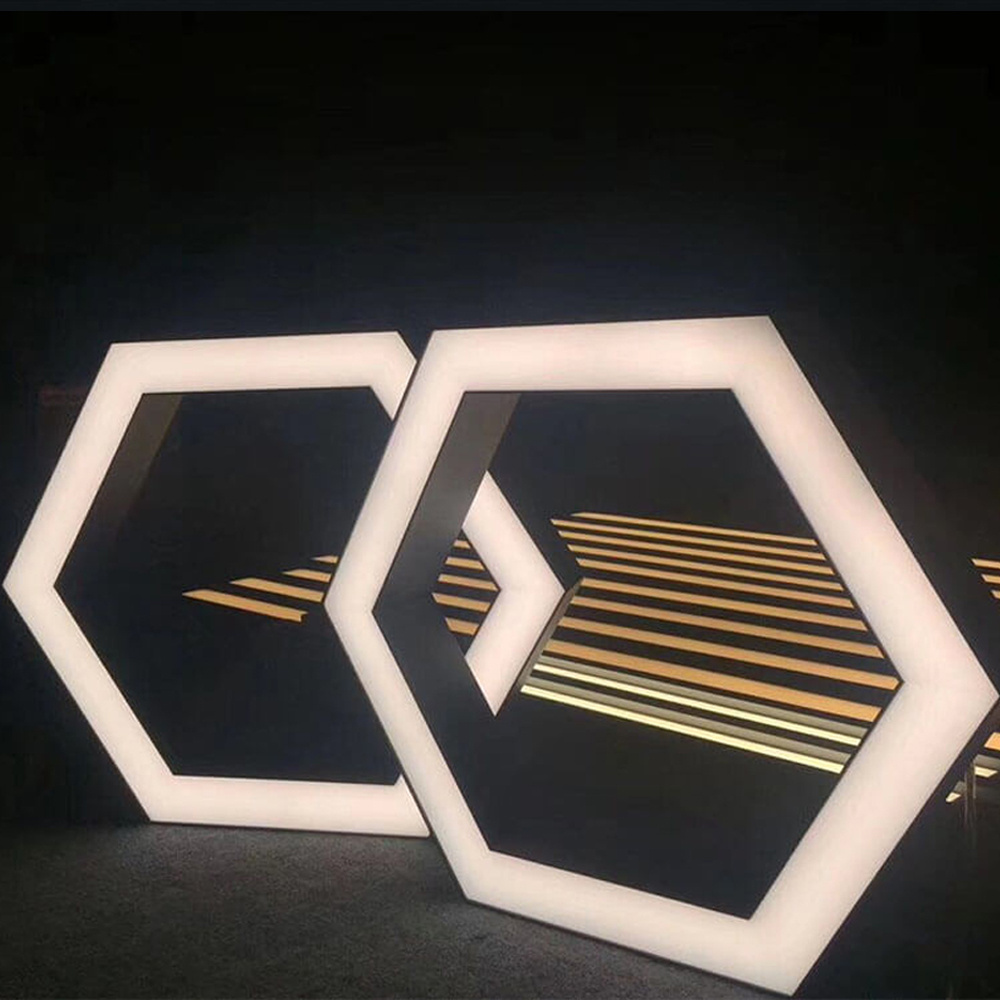 Newest item hexagon shaped pendant linear lighting fixture with different housing colors