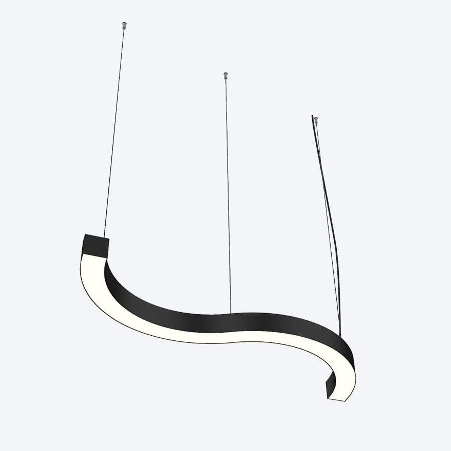 Modern Office Lighting Fixture S Line Curved Profile Linear LED Luminaire Suspended Hanging LED Ceiling Lighting