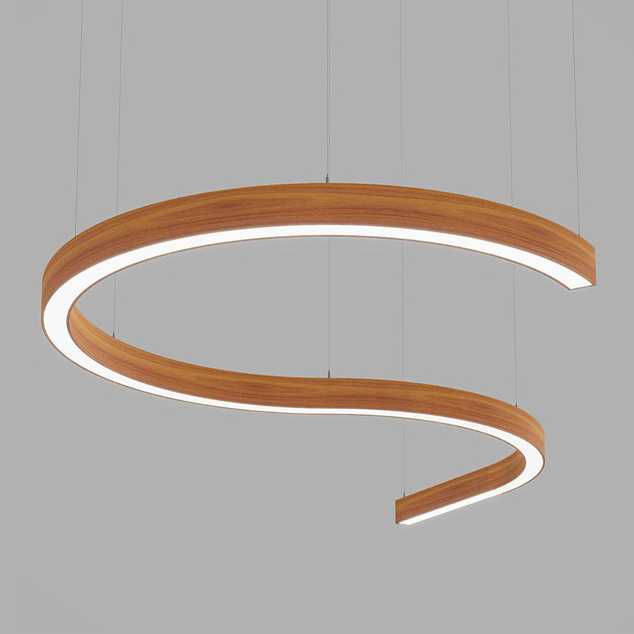 Modern Office Lighting Fixture S Line Curved Profile Linear LED Luminaire Suspended Hanging LED Ceiling Lighting