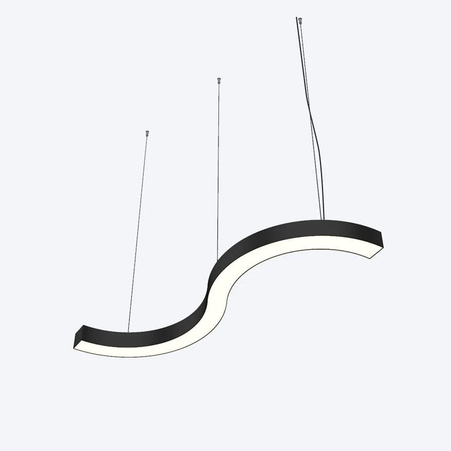 Modern Office Lighting Fixture S Line Curved Profile Linear LED Luminaire Suspended Hanging LED Ceiling Lighting