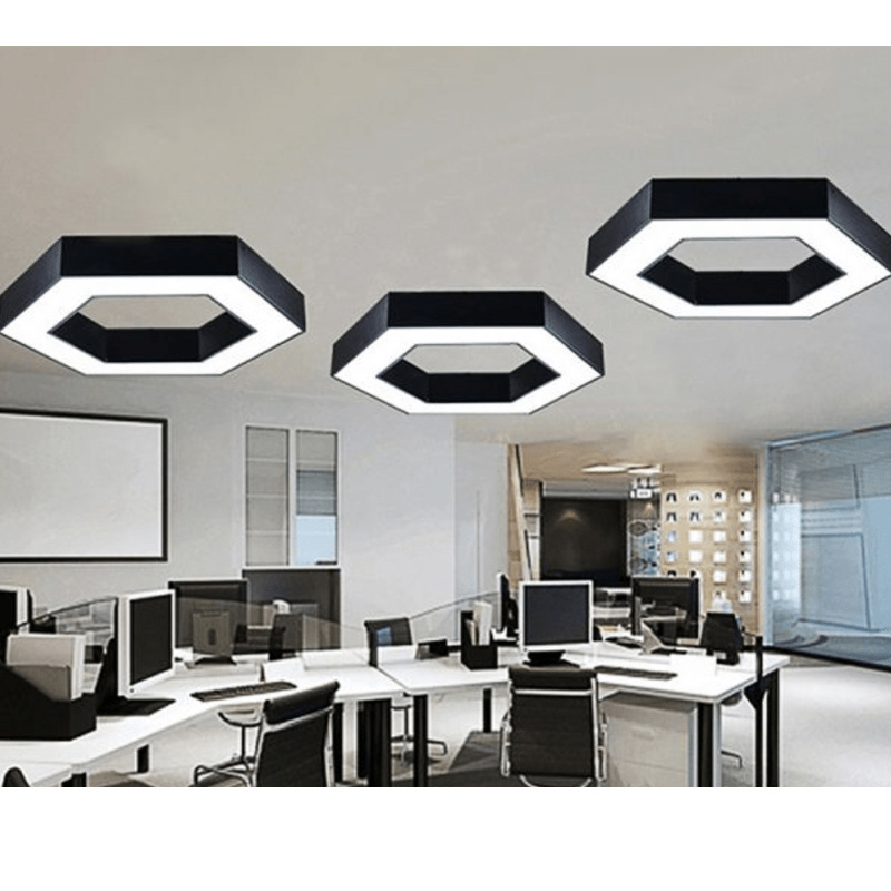 Modern Creative 0.4m-1.2m LED Office Chandelier Personalized Hexagonal Pendant Lamp Restaurant Living Room Indoor Lighting