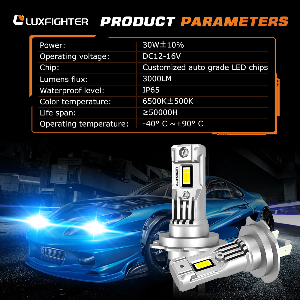 LUXFIGHTER 2023 New H3 H1 H7 H11 H13 9005 9006 3000k 4500k 6000k Led Headlight Bulb H4 Led