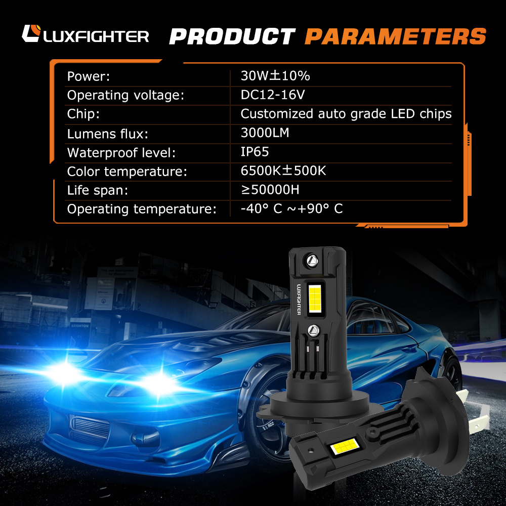 LUXFIGHTER OEM LED Headlight Bulbs H4 H7 H11 9005 H1 H13 80W 7200LM Led Headlights For Cars