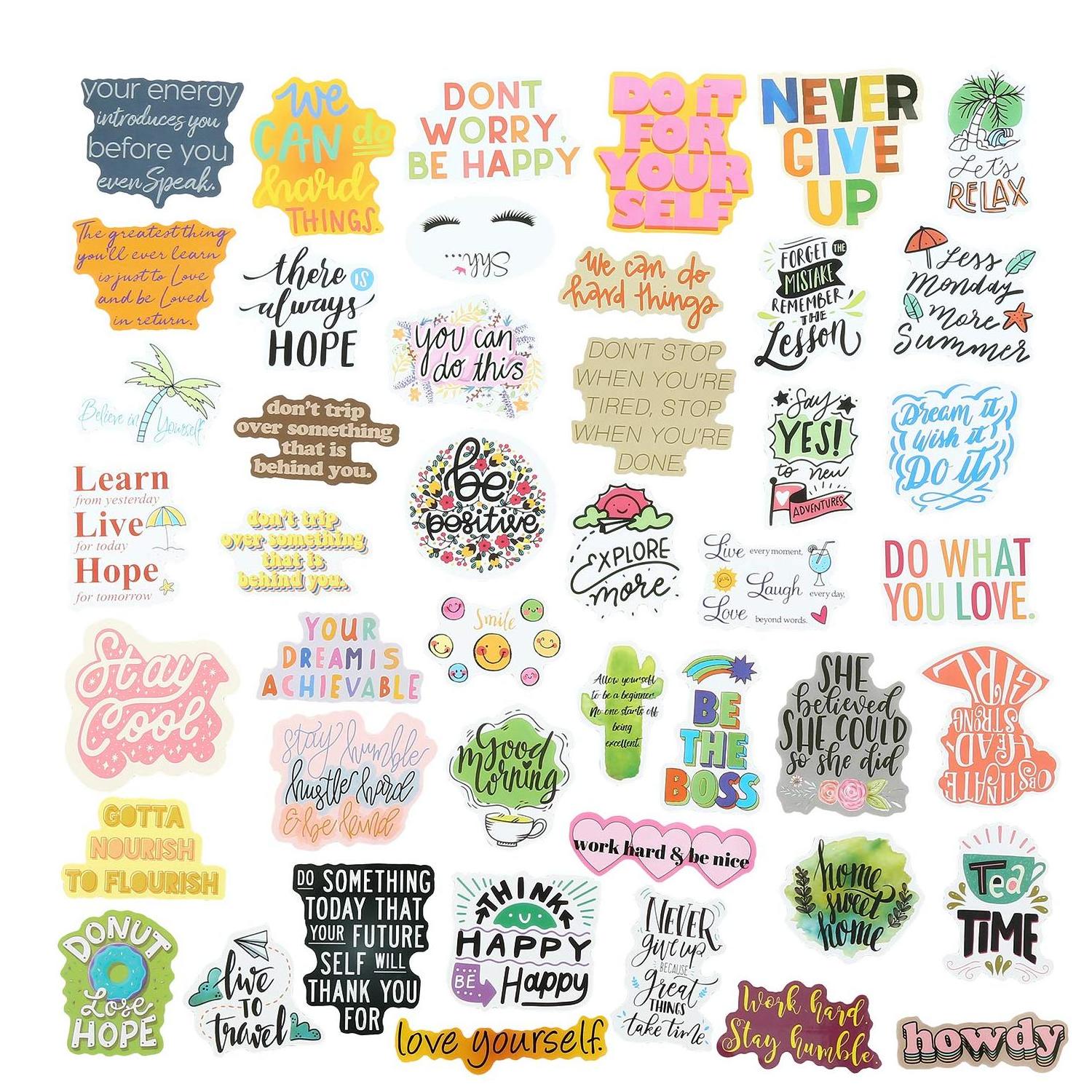 Quote Stickers, Positive 200Pcs Motivational Waterproof Vinyl Stickers for Water Bottle for Adults Students Teachers Employees