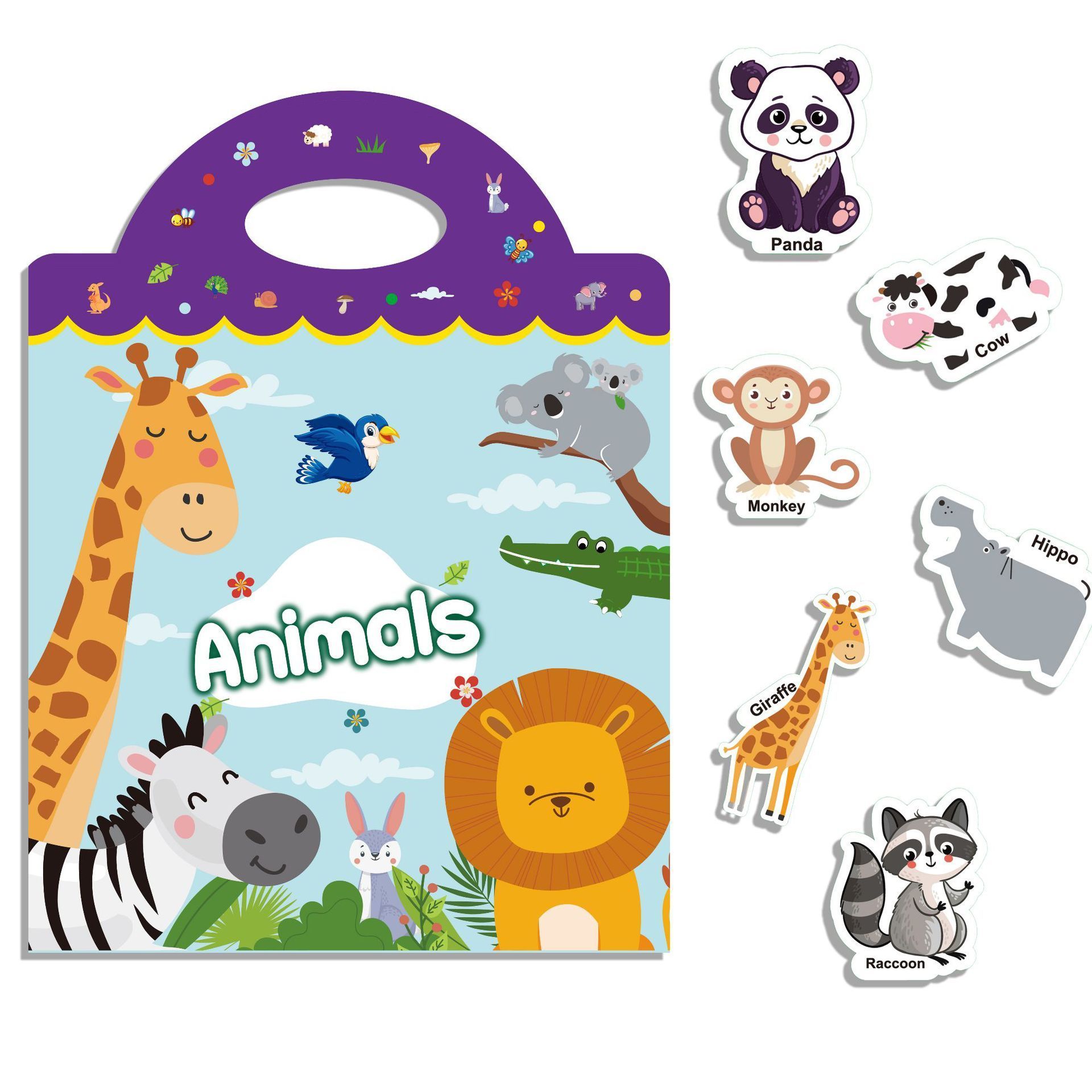 Reusable Sticker Book - 4 Sets Sticker Pads - Animals, Dinosaurs, Space, Vehicles, Removable Stickers for Kids Fashion Activity