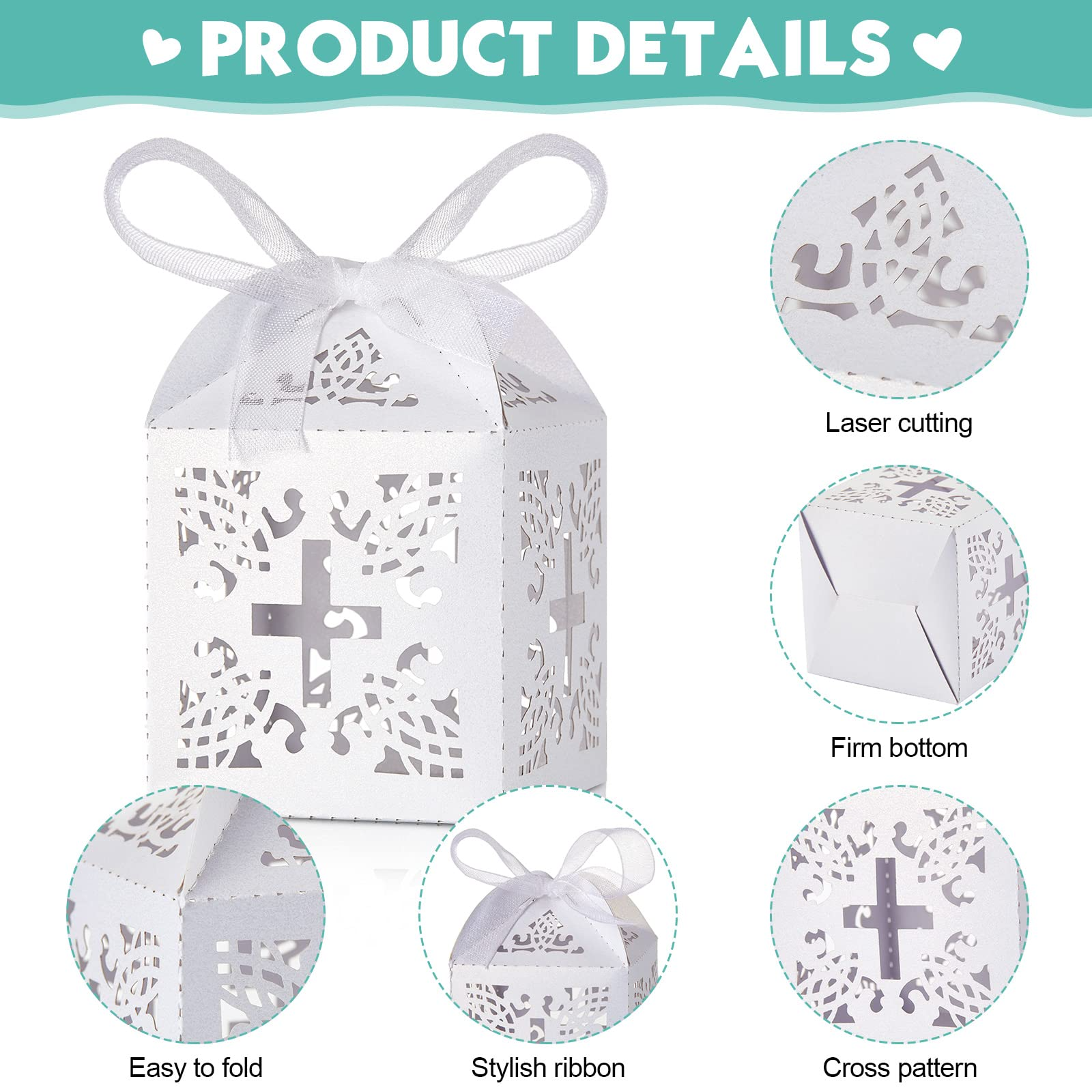 Guests First Communion Wedding Baby Shower Birthday Party Supplies Baptism Cross Favor Boxes Laser Cut Gift Paper Boxes