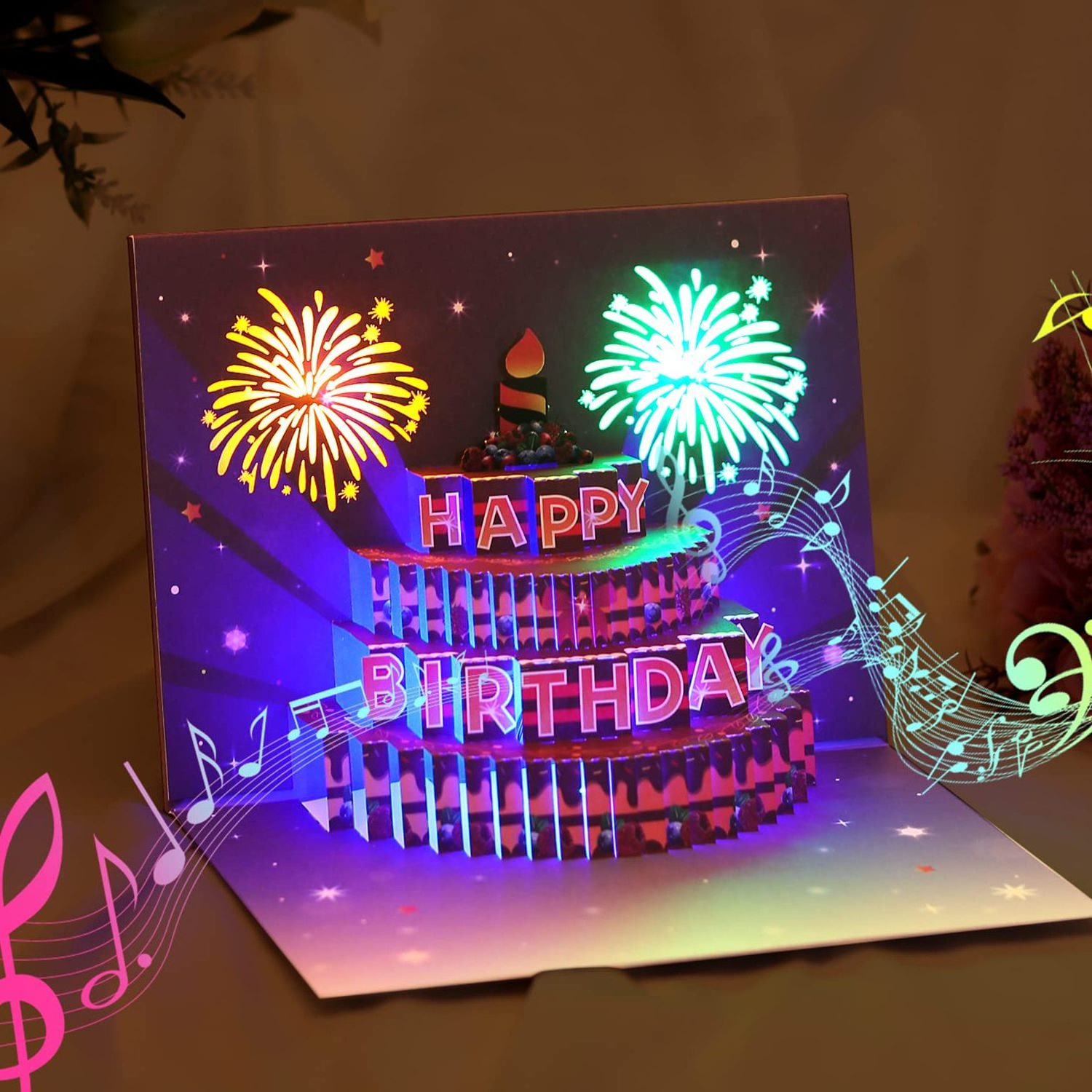 Birthday Cards Light and Music Birthday Cake Happy Birthday Gift Greting cards