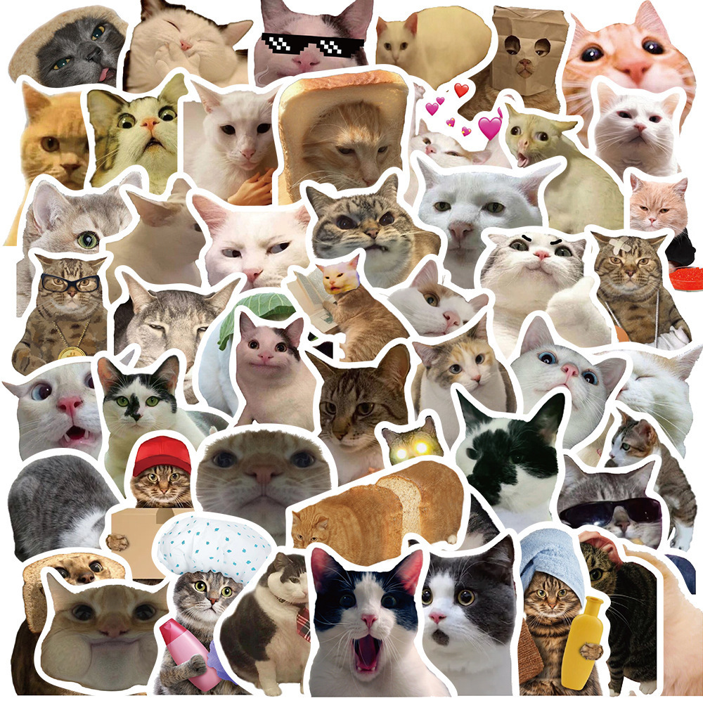 Factory Wholesale Creative 50Pcs Cute Cat Stickers Cartoon Graffiti Decorative Stickers Suitcase Laptop TV Waterproof Stickers