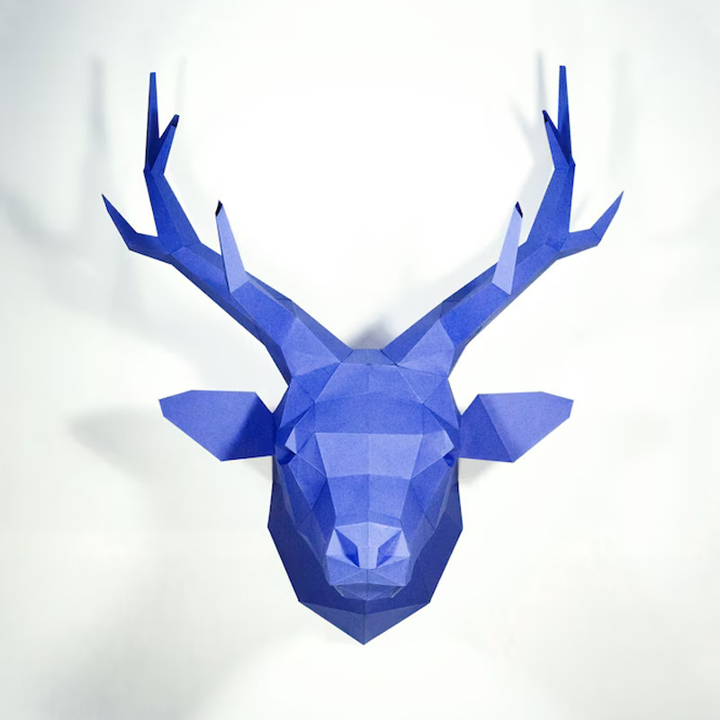 Deer head animal wall hanging paper model Christmas cardboard three-dimensional paper carving DIY living room wall decoration