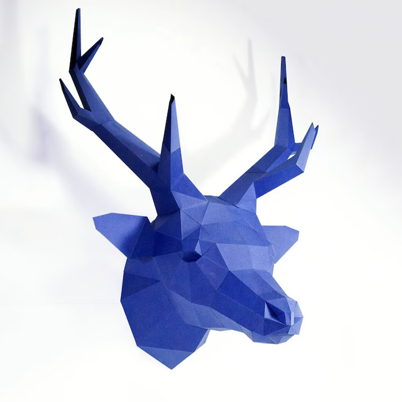 Deer head animal wall hanging paper model Christmas cardboard three-dimensional paper carving DIY living room wall decoration