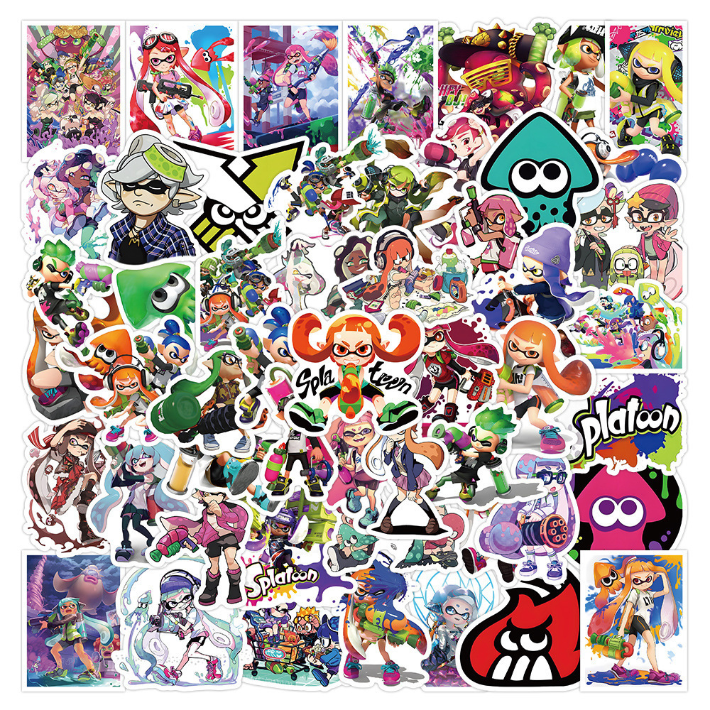 Cheap Splatoon Stickers for Teen Kids 50pcs Cool Shooting Games Decal for Laptop Bike Guitar Luggage Phone Computer Skateboard