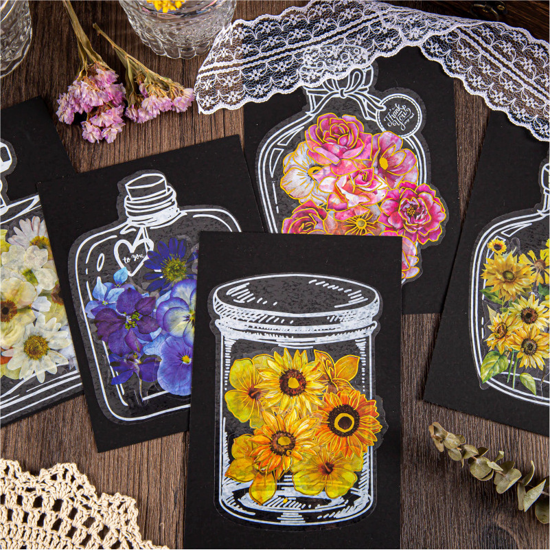 Dried flower bookmark diy material Bag Plant specimen bag Clear vial embossed bag Creative stickers for kids