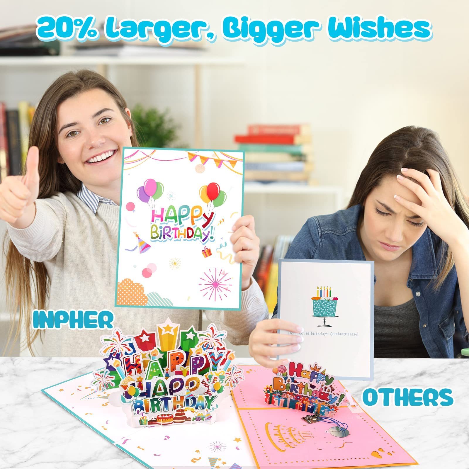 Large Birthday Card 3D Pop up Light and Music Happy Musical Birthday Gift Greeting Card for Men Women Kids