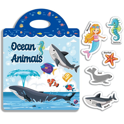 Reusable Sticker Book - 4 Sets Sticker Pads - Animals, Dinosaurs, Space, Vehicles, Removable Stickers for Kids Fashion Activity