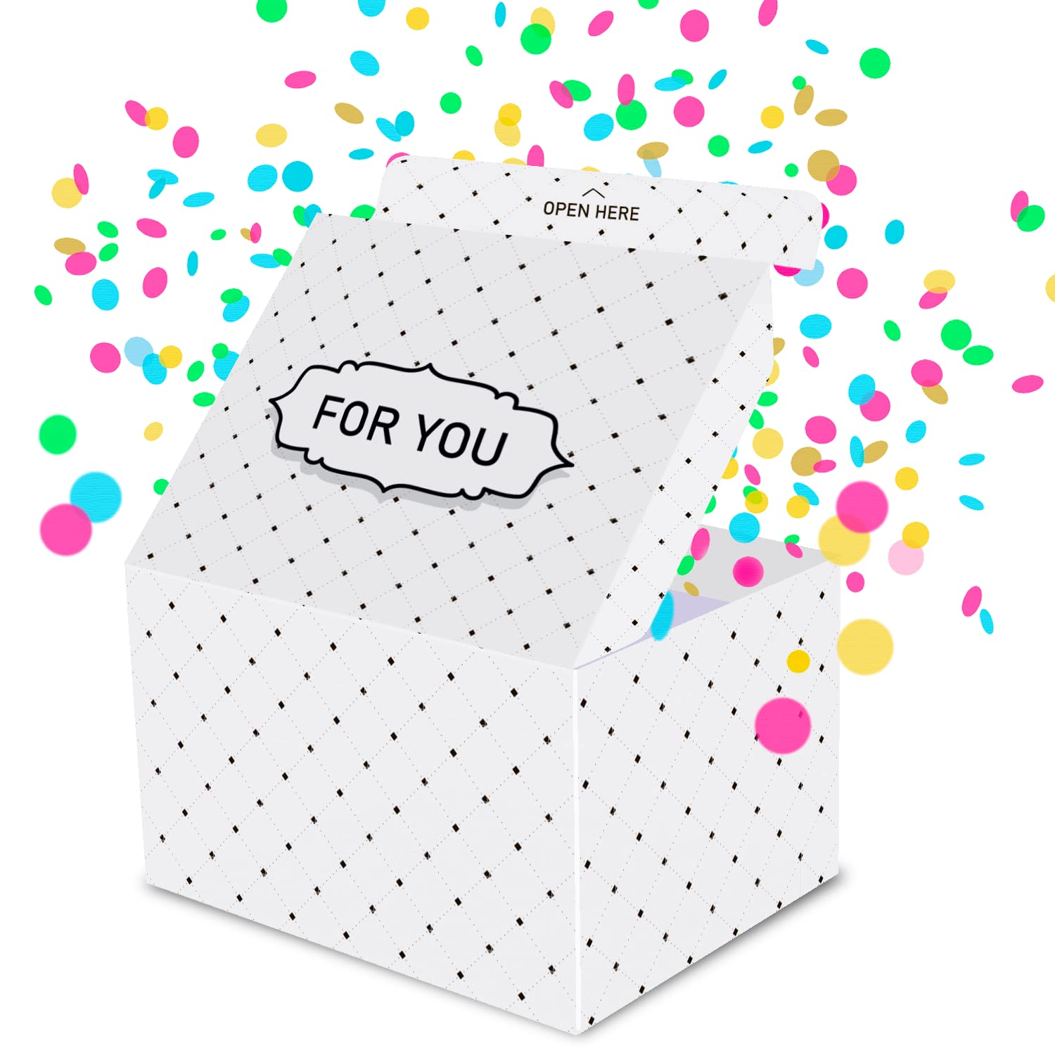 Cheap Custom Any Occasion Premium White Exploding Confetti Gift Box Surprise Confetti Pop up Gift Paper Box