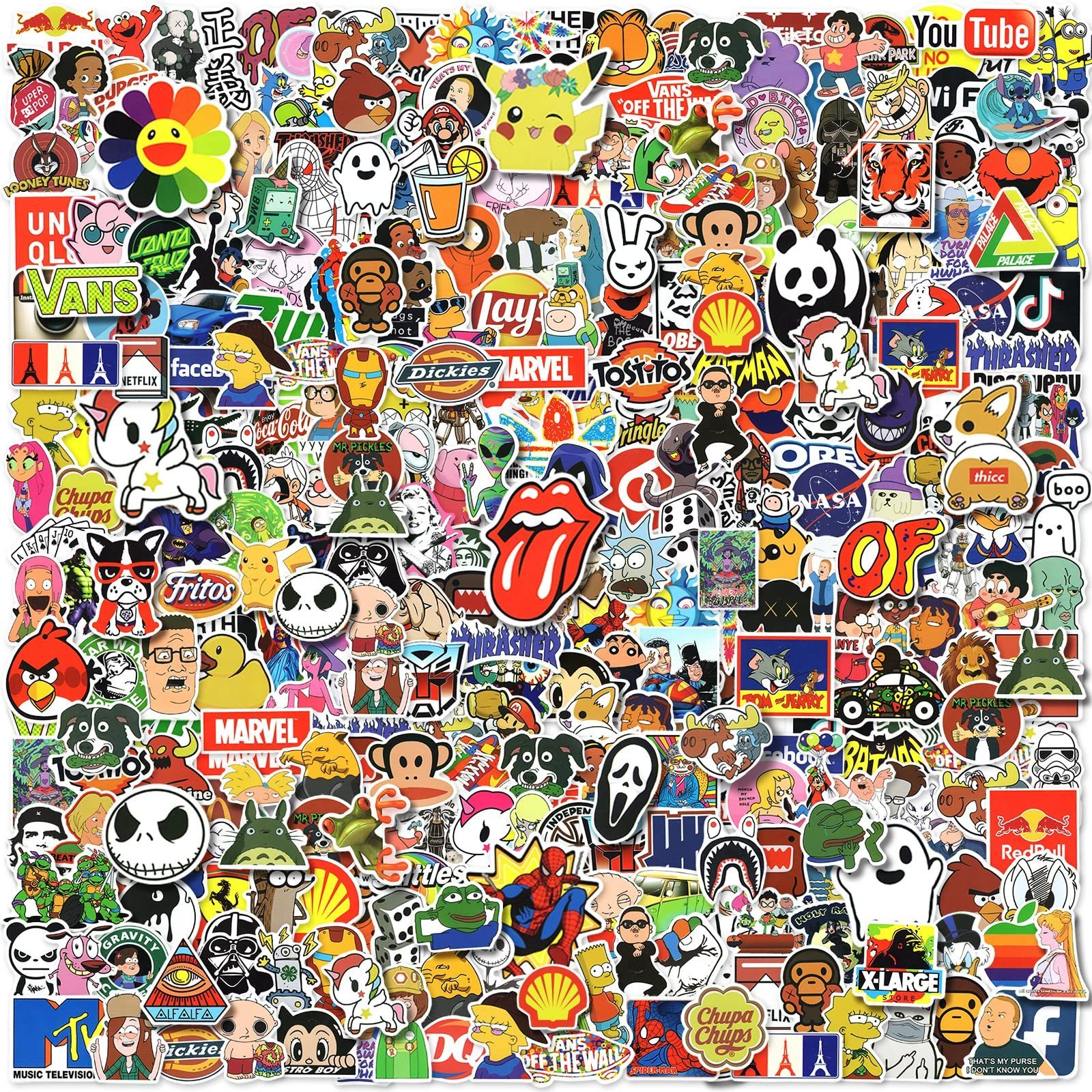 Cool 100pcs Skateboard Stickers Water-Resistant Vinyl PET Material for Water Bottles Laptops Guitars Pets Teens and Adults