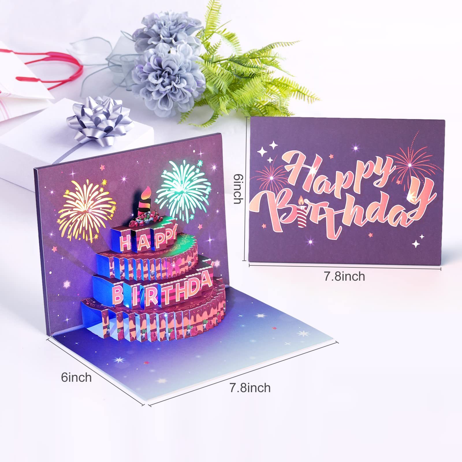 Birthday Cards Light and Music Birthday Cake Happy Birthday Gift Greting cards