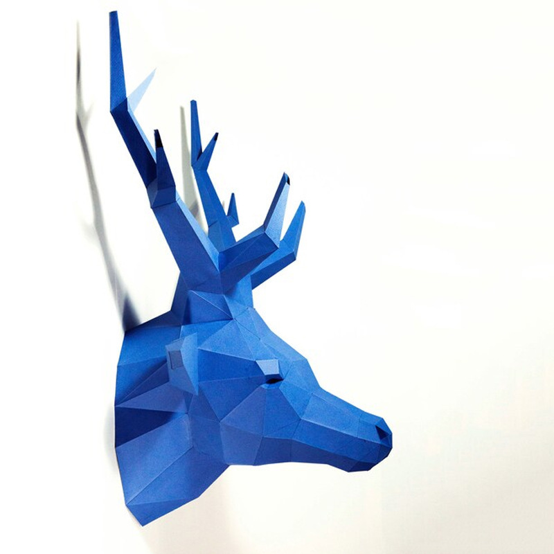 Deer head animal wall hanging paper model Christmas cardboard three-dimensional paper carving DIY living room wall decoration