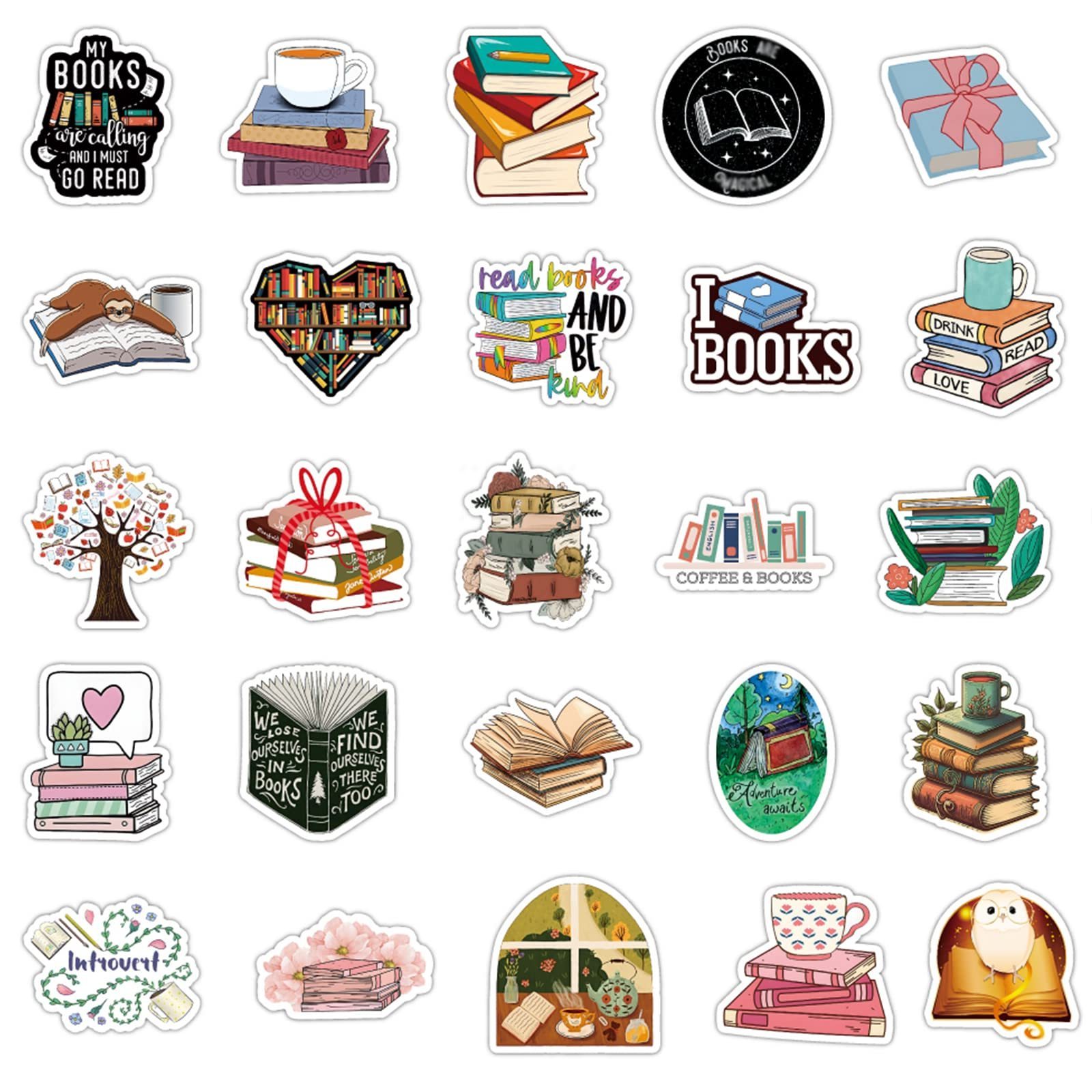 100pcs Book Reading Stickers,Bookish for Water Bottles Library Stickers for Reading Lovers,Vinyl Waterproof Deca