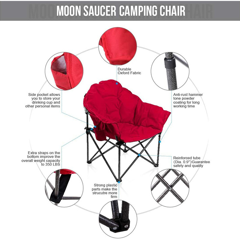 Ultralight Carry Bag Sofa Chair Oversize Padded Moon Leisure Stable Comfortable Folding Chair for Camping