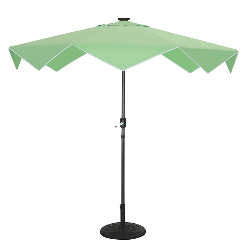 10 FT Solar Power LED Lighted Patio Market Table Umbrella Tilt Adjustment Aluminum Ribs Garden Backyard Outdoor Pool Umbrella