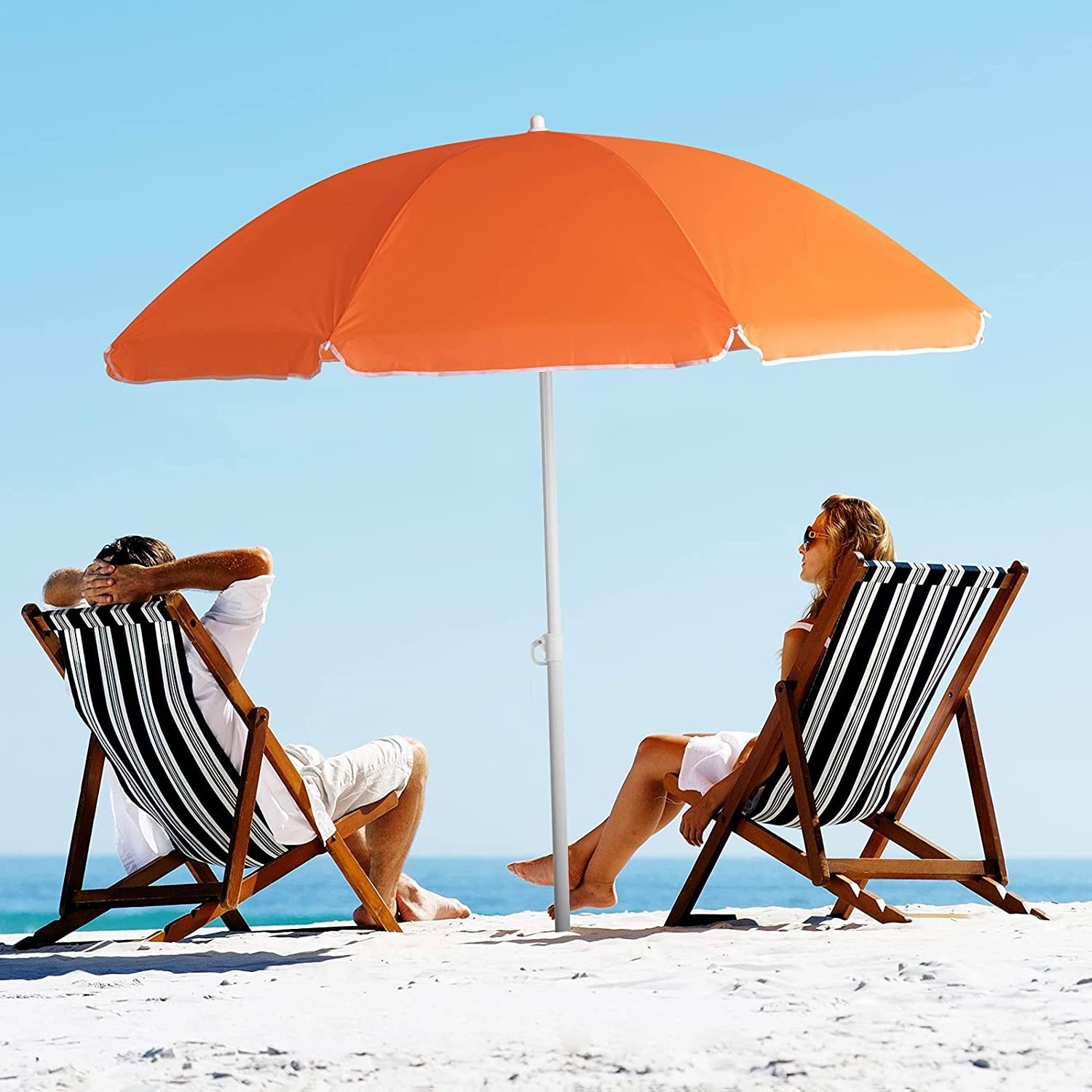 Hot Sale Beach Umbrella 2.1m Red Oxford Beach Umbrella Sand Anchor Probably Carry Bag Sun Shade Foldable Umbrella lighting