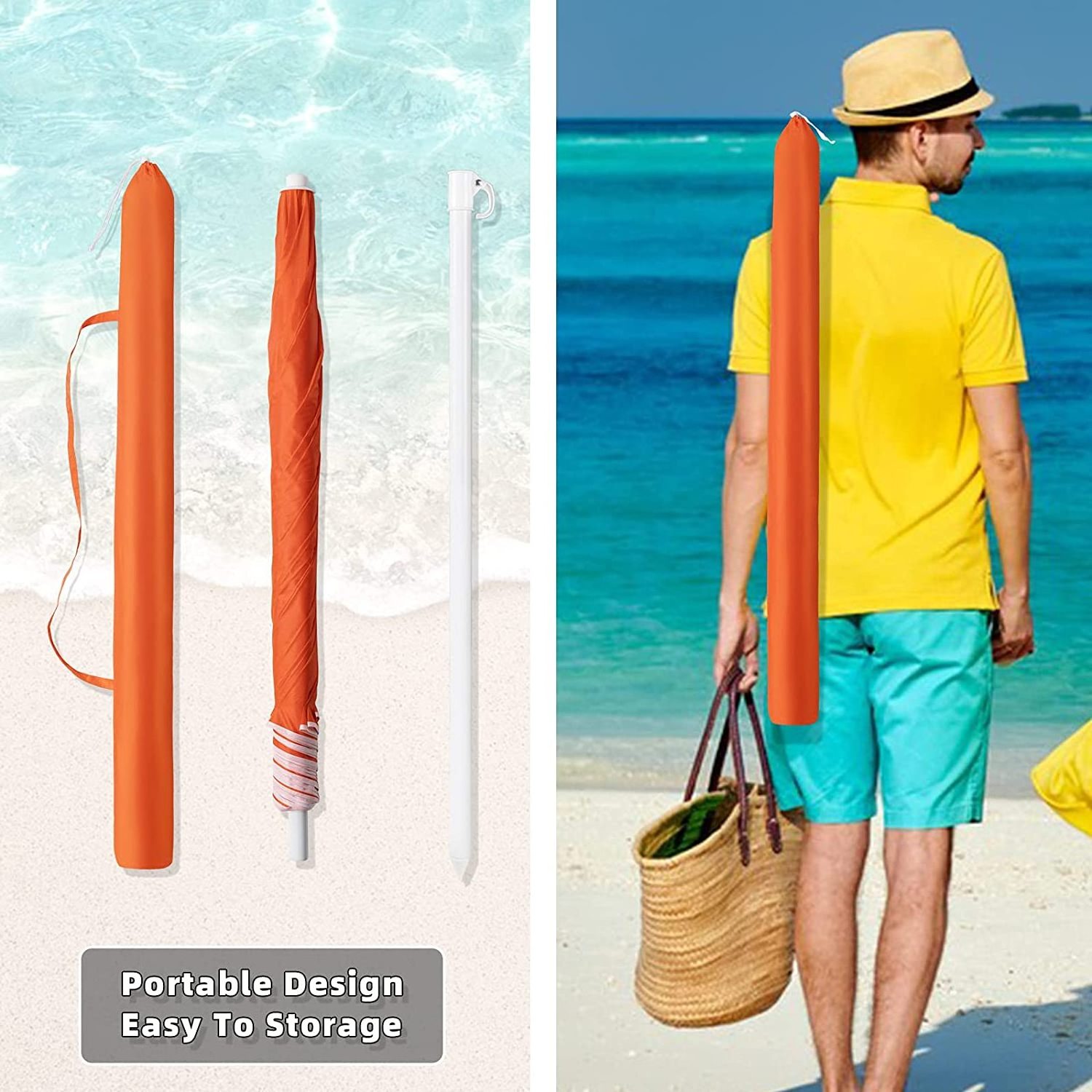 Hot Sale Beach Umbrella 2.1m Red Oxford Beach Umbrella Sand Anchor Probably Carry Bag Sun Shade Foldable Umbrella lighting