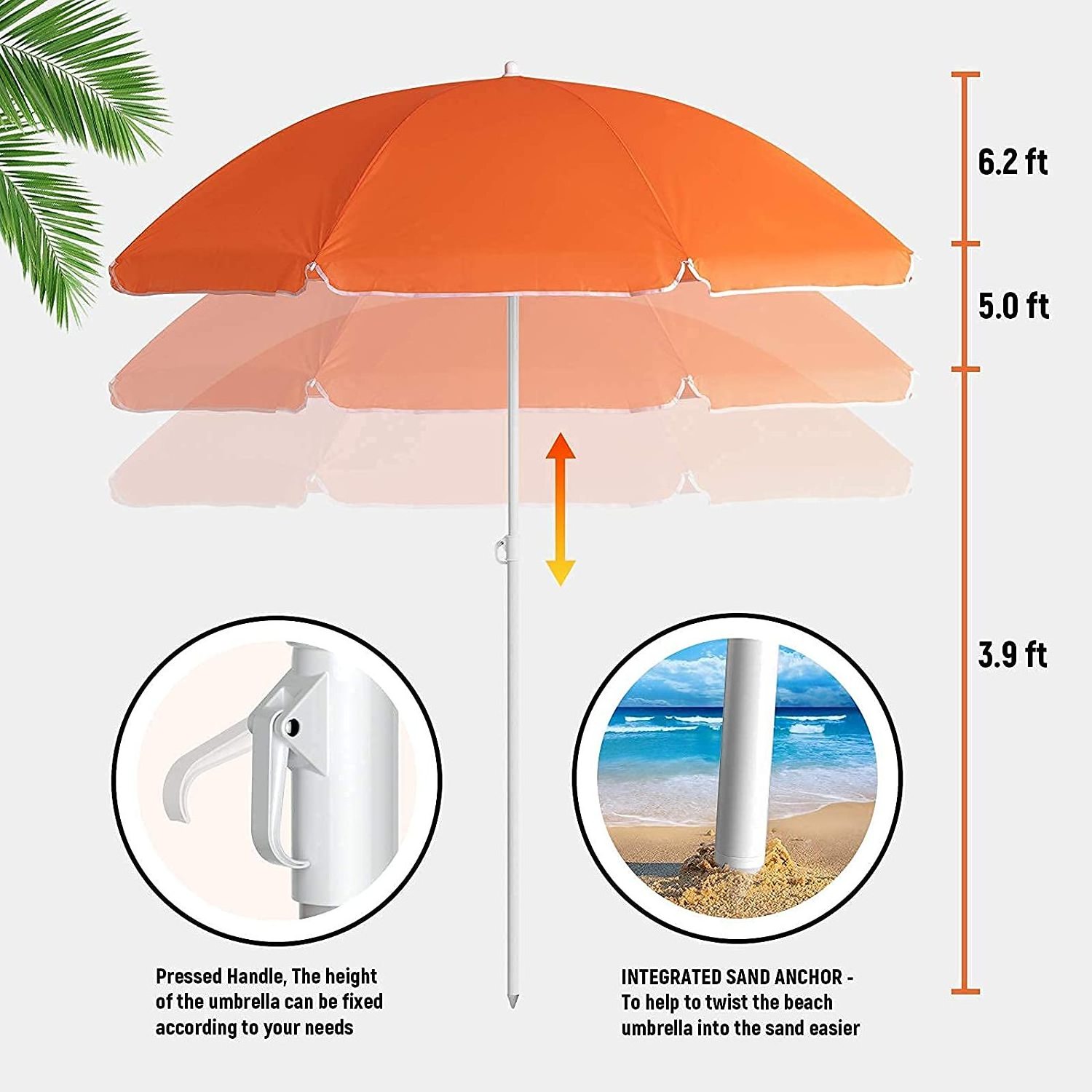 Hot Sale Beach Umbrella 2.1m Red Oxford Beach Umbrella Sand Anchor Probably Carry Bag Sun Shade Foldable Umbrella lighting