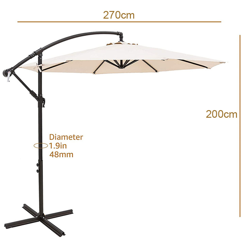 Eno 2.7m*8k heavy duty garden umbrella outdoor iron large cantileverpatio banana umbrella cafe patio table umbrella waterproof