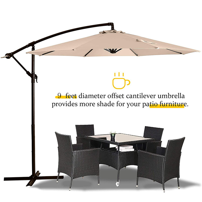 Eno 2.7m*8k heavy duty garden umbrella outdoor iron large cantileverpatio banana umbrella cafe patio table umbrella waterproof