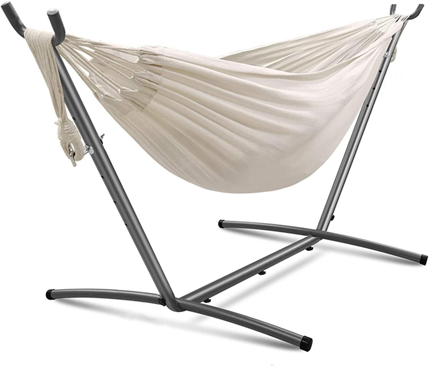 Fast Delivery Portable Large Hammock Double Camping Hammock Outdoor Cotton Swing Chair Hammock Hanging Bed With Iron Stand