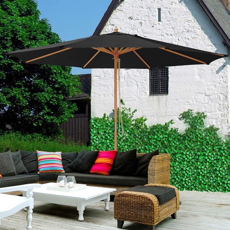 wholesale outdoor wood sun garden parasol umbrella cafe patio garden staff umbrellas beach sunshade