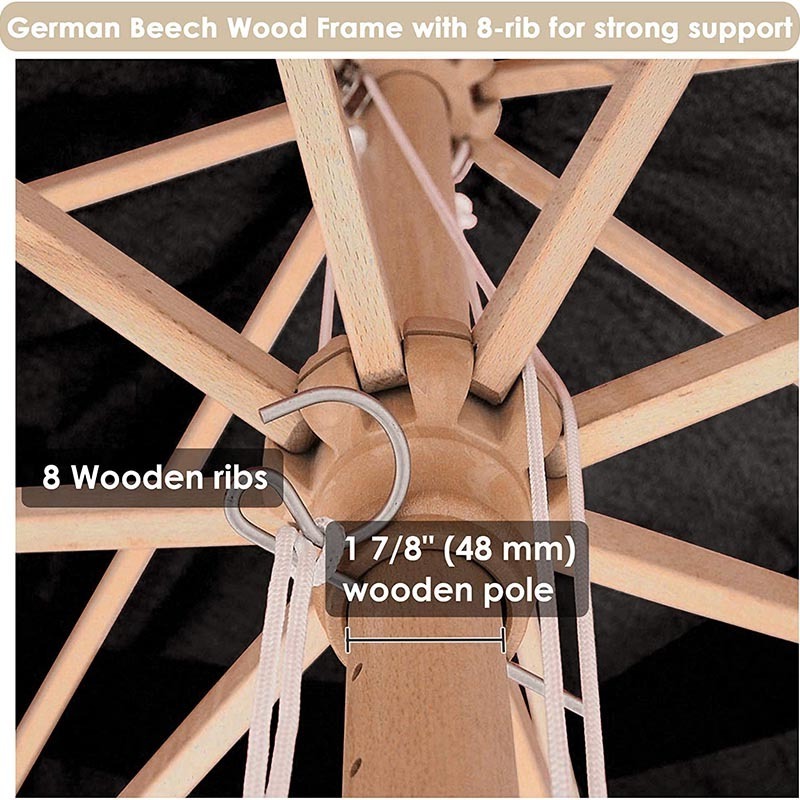 wholesale outdoor wood sun garden parasol umbrella cafe patio garden staff umbrellas beach sunshade