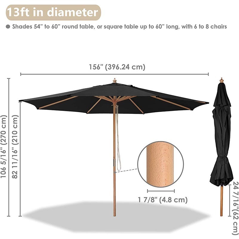 Best quality restaurant patio umbrella UV protection courtyard center pole sun umbrella 8 Ribs parasol  for garden