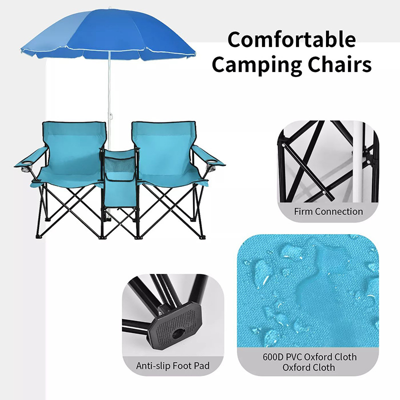 Waterproof oxford low mini foldable beach chair detachable beach umbrella with cup holder